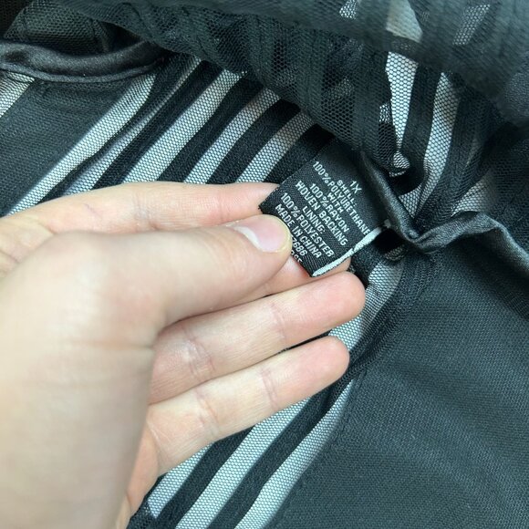 New Look Black Cropped Moto Jacket 1X Sheer Stripe Panel Zip Front - Picture 6 of 7